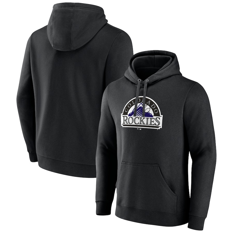 Men's Colorado Rockies Black Cooperstown Collection Pullover Hoodie Men's Colorado Rockies Black Cooperstown Collection Pullover Hoodie