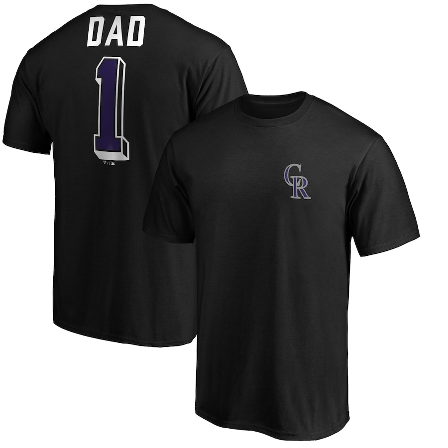 Men's Colorado Rockies Black Number One Dad T-Shirt Men's Colorado Rockies Black Number One Dad T-Shirt