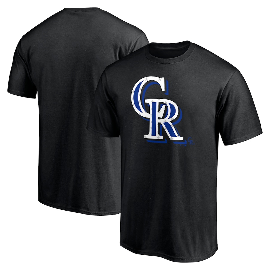 Men's Colorado Rockies Black Red White and Team Logo T-Shirt Men's Colorado Rockies Black Red White and Team Logo T-Shirt