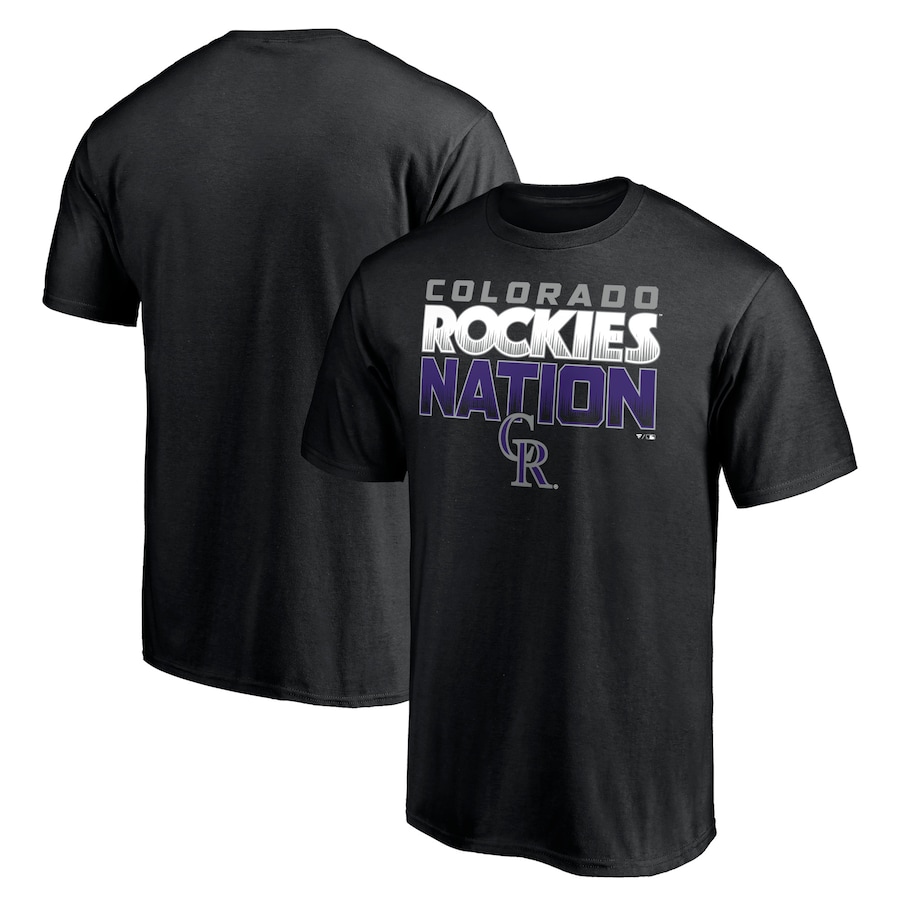 Men's Colorado Rockies Black Rockies Nation T-Shirt Men's Colorado Rockies Black Rockies Nation T-Shirt
