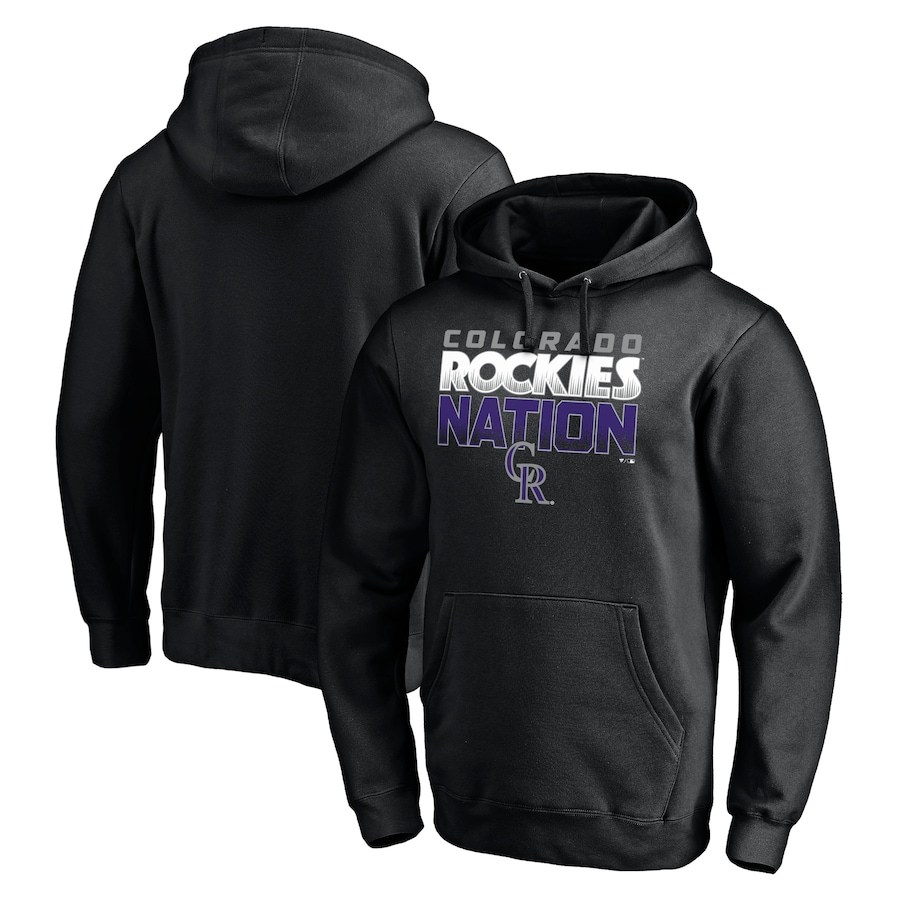 Men's Colorado Rockies Black Rockies Nation Team Fitted Pullover Hoodie Men's Colorado Rockies Black Rockies Nation Team Fitted Pullover Hoodie