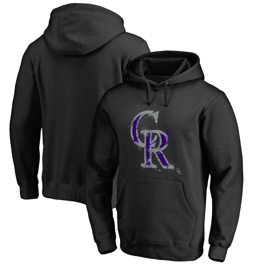 Men's Colorado Rockies Black Splatter Logo Pullover Hoodie