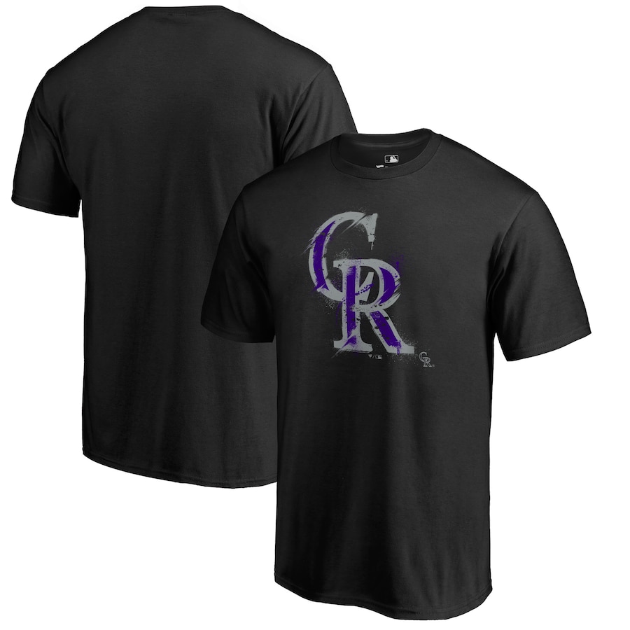 Men's Colorado Rockies Black Splatter Logo T-Shirt