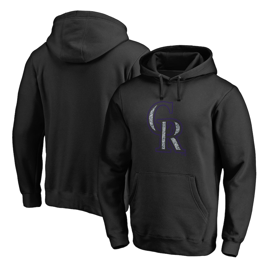 Men's Colorado Rockies Black Static Logo Pullover Hoodie