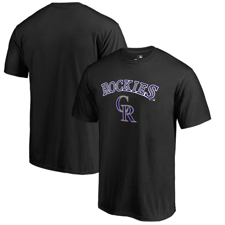 Men's Colorado Rockies Black Team Lockup T-Shirt Men's Colorado Rockies Black Team Lockup T-Shirt