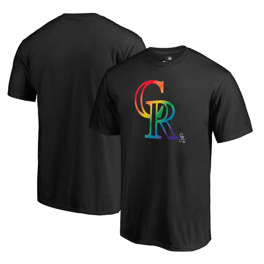 Men's Colorado Rockies Black Team Pride Logo T-Shirt Men's Colorado Rockies Black Team Pride Logo T-Shirt