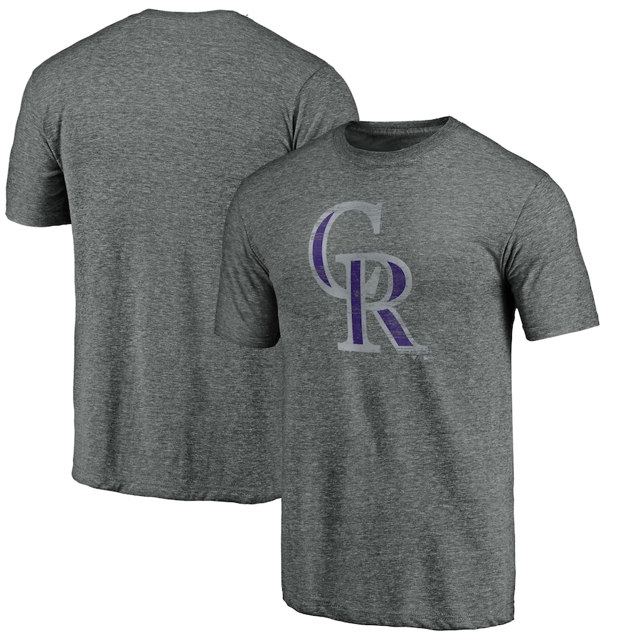 Men's Colorado Rockies Charcoal Weathered Official Logo Tri-Blend T-Shirt Men's Colorado Rockies Charcoal Weathered Official Logo Tri-Blend T-Shirt