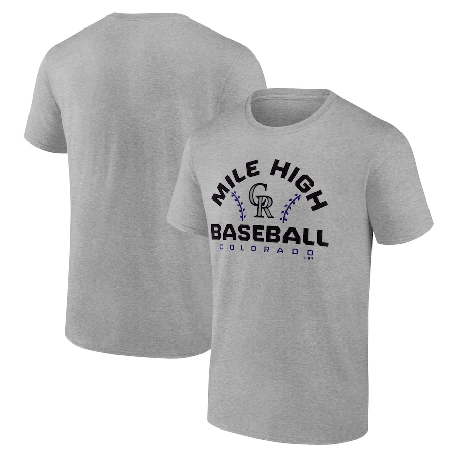 Men's Colorado Rockies Heather Gray Team Go For Two T-Shirt Men's Colorado Rockies Heather Gray Team Go For Two T-Shirt