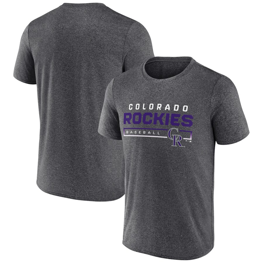 Men's Colorado Rockies Heathered Charcoal Durable Goods Synthetic T-Shirt Men's Colorado Rockies Heathered Charcoal Durable Goods Synthetic T-Shirt