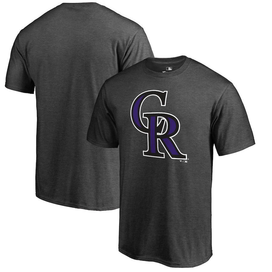 Men's Colorado Rockies Heathered Charcoal Primary Logo T-Shirt Men's Colorado Rockies Heathered Charcoal Primary Logo T-Shirt