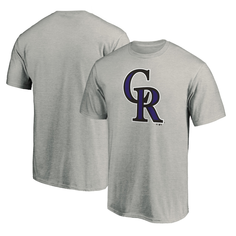 Men's Colorado Rockies Heathered Gray Official Team Logo T-Shirt Men's Colorado Rockies Heathered Gray Official Team Logo T-Shirt