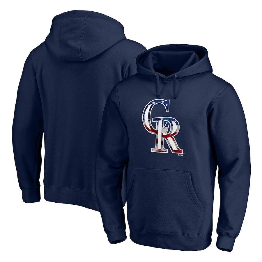 Men's Colorado Rockies Navy Banner Wave Pullover Hoodie Men's Colorado Rockies Navy Banner Wave Pullover Hoodie