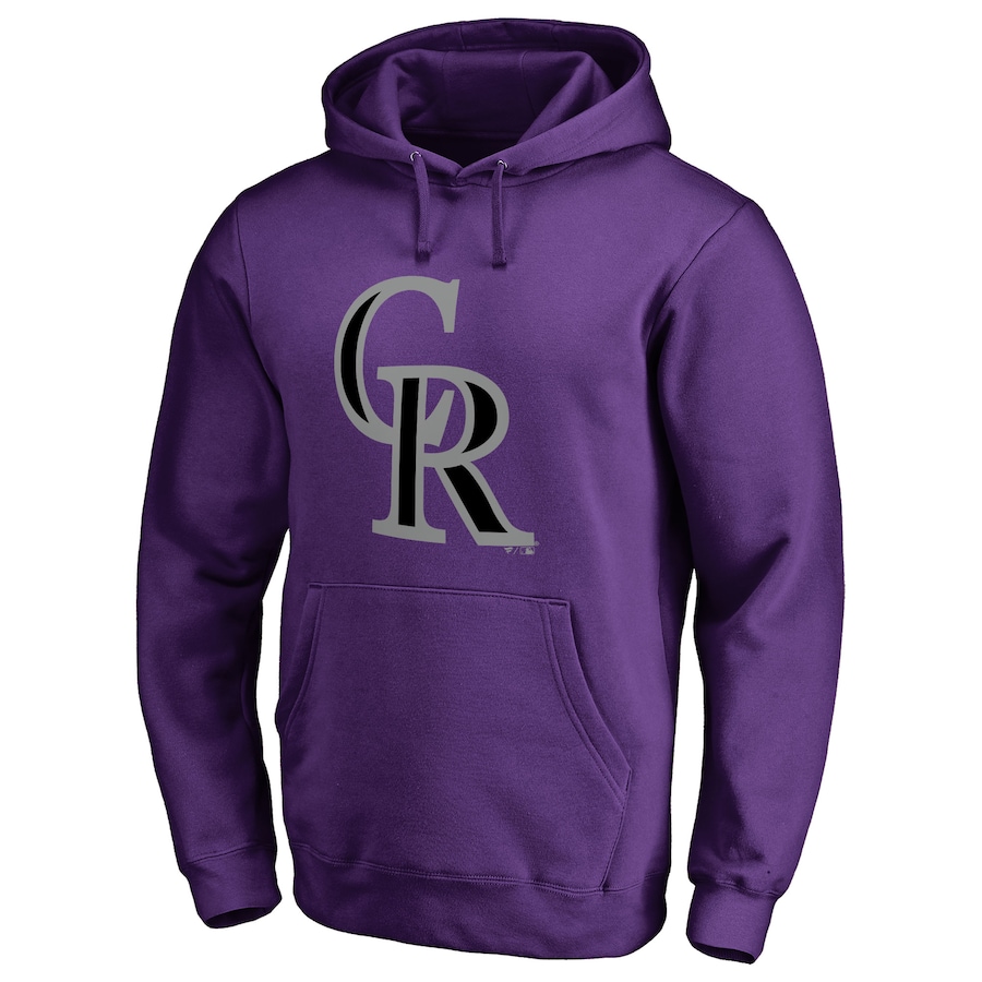 Men's Colorado Rockies Purple Official Logo Fitted Pullover Hoodie
