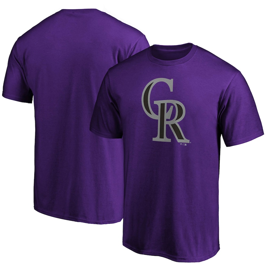 Men's Colorado Rockies Purple Official Logo T-Shirt Men's Colorado Rockies Purple Official Logo T-Shirt