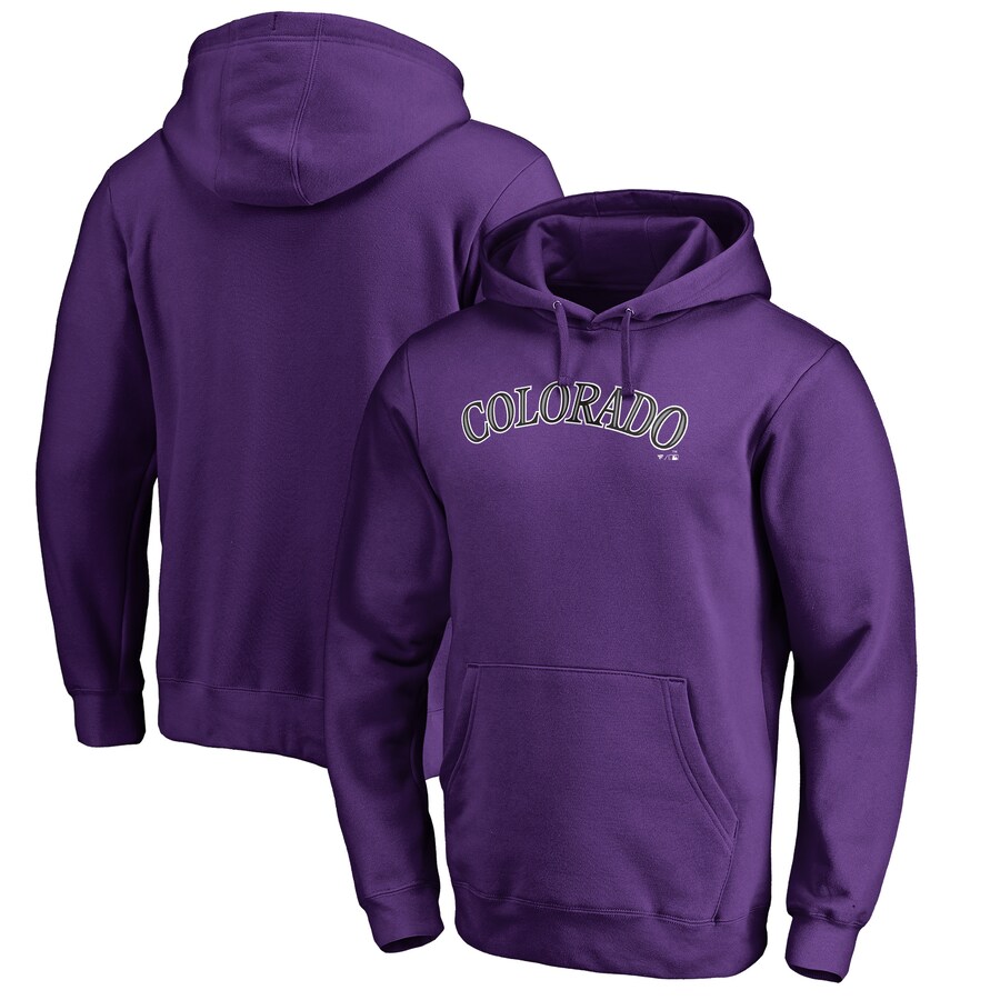 Men's Colorado Rockies Purple Official Wordmark Fitted Pullover Hoodie Men's Colorado Rockies Purple Official Wordmark Fitted Pullover Hoodie