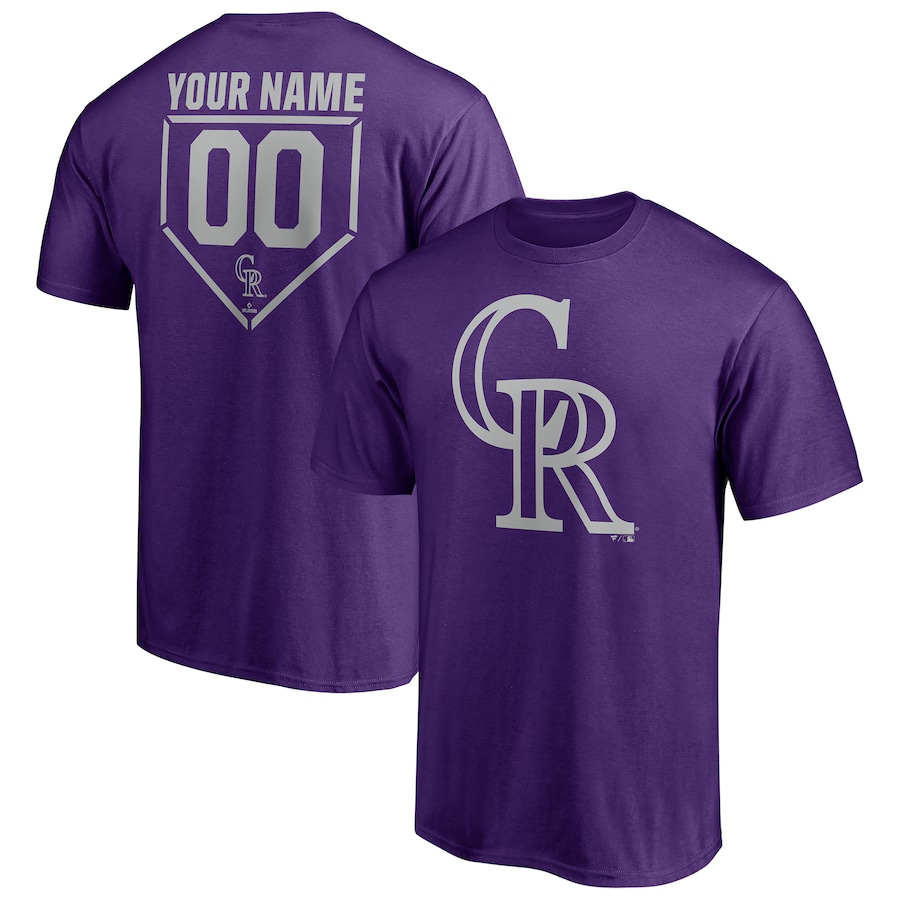 Men's Colorado Rockies Purple Personalized RBI Logo T-Shirt Men's Colorado Rockies Purple Personalized RBI Logo T-Shirt