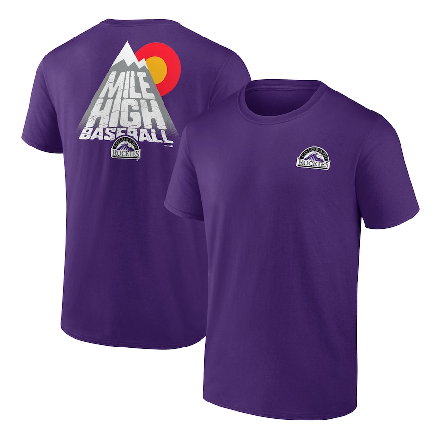 Men's Colorado Rockies Purple Team Hometown Collection Mile High Back T-Shirt Men's Colorado Rockies Purple Team Hometown Collection Mile High Back T-Shirt