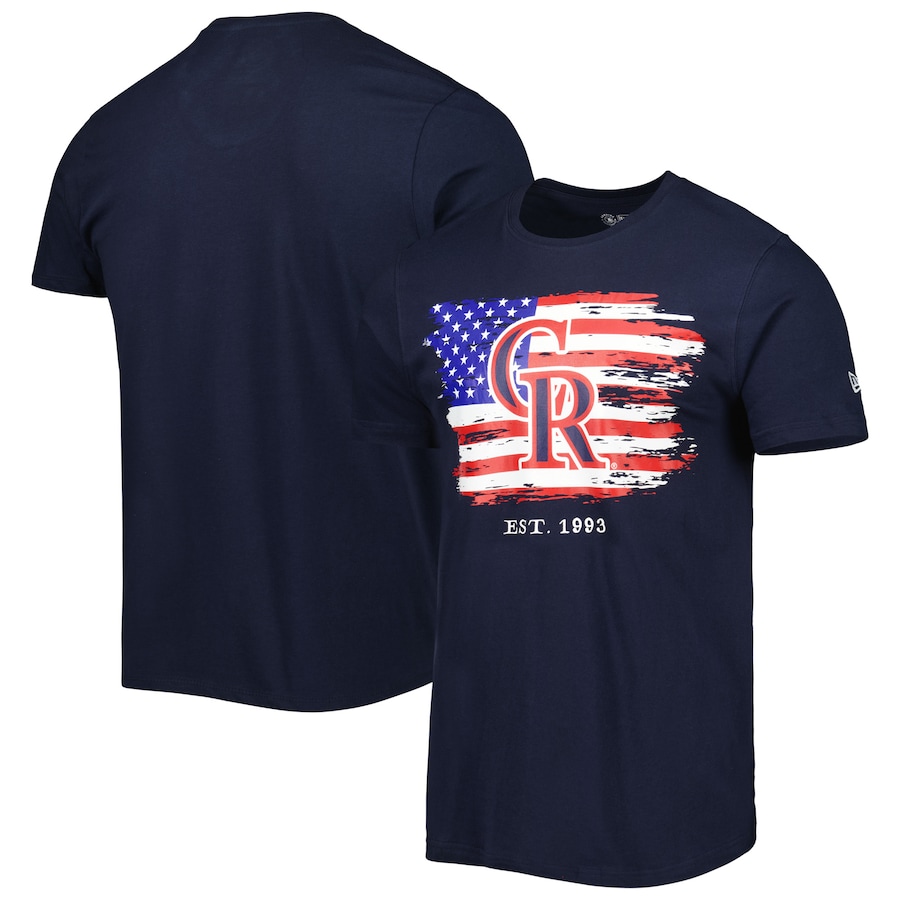 Men's Colorado Rockies New Era Navy 4th of July Jersey T-Shirt Men's Colorado Rockies New Era Navy 4th of July Jersey T-Shirt
