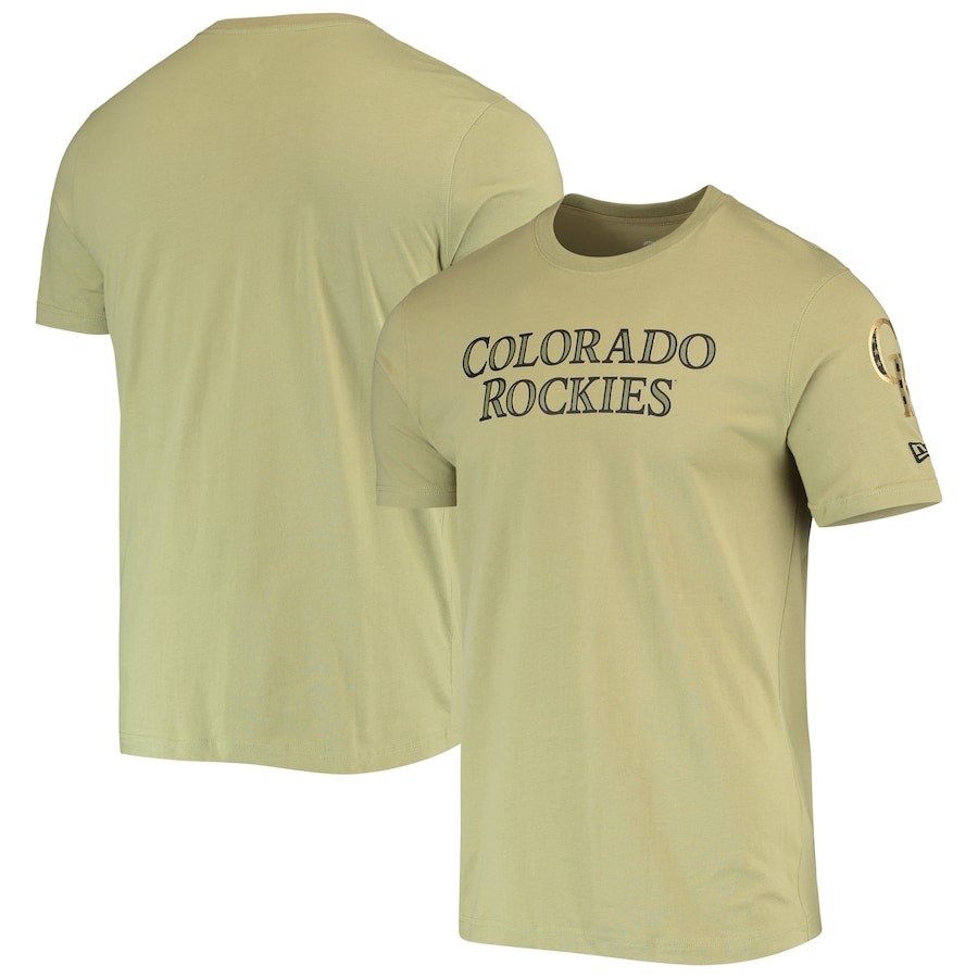 Men's Colorado Rockies New Era Olive Brushed Armed Forces T-Shirt Men's Colorado Rockies New Era Olive Brushed Armed Forces T-Shirt