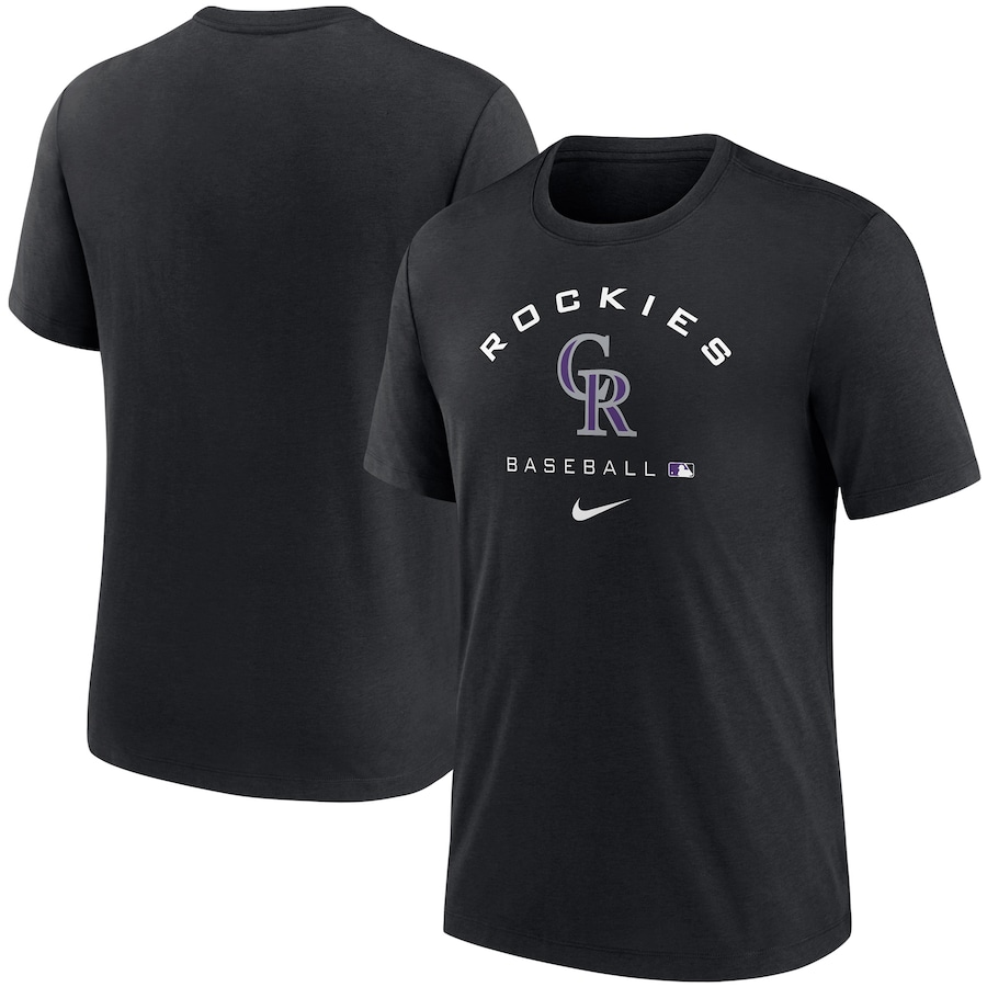Men's Colorado Rockies Nike Black Authentic Collection Tri-Blend Performance T-Shirt Men's Colorado Rockies Nike Black Authentic Collection Tri-Blend Performance T-Shirt