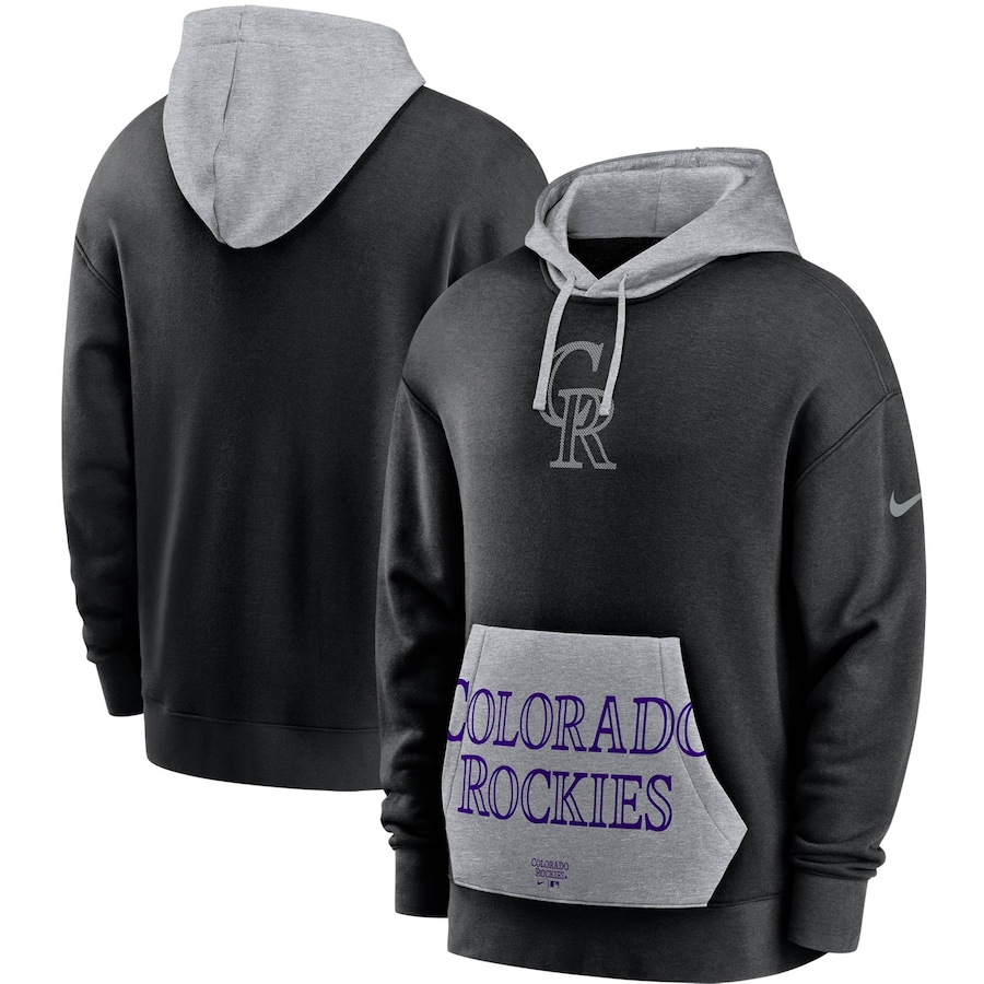 Men's Colorado Rockies Nike Black Heritage Tri-Blend Pullover Hoodie Men's Colorado Rockies Nike Black Heritage Tri-Blend Pullover Hoodie