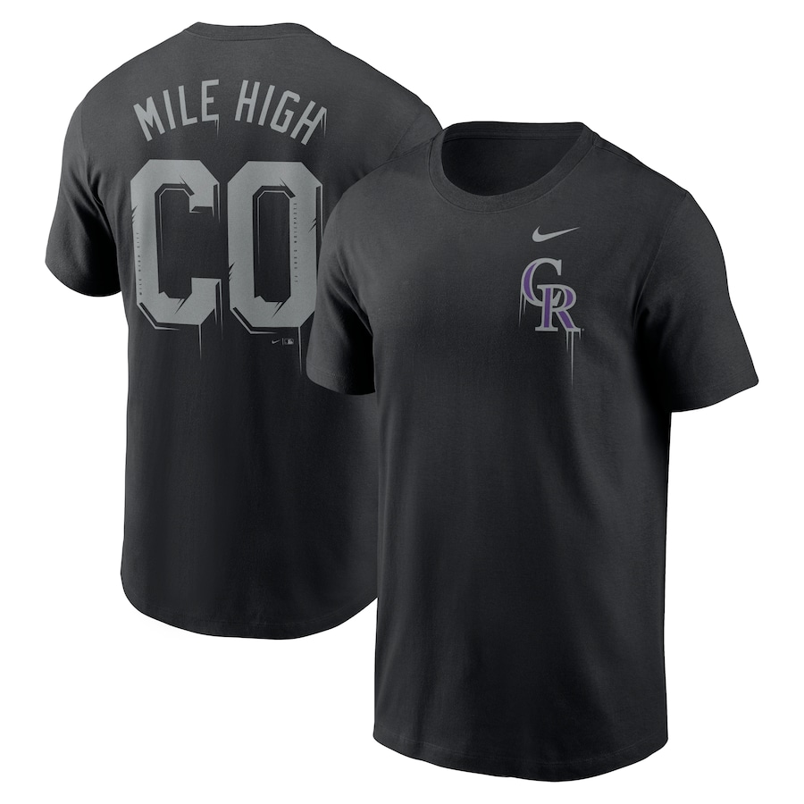 Men's Colorado Rockies Nike Black Mile High Local Team T-Shirt Men's Colorado Rockies Nike Black Mile High Local Team T-Shirt
