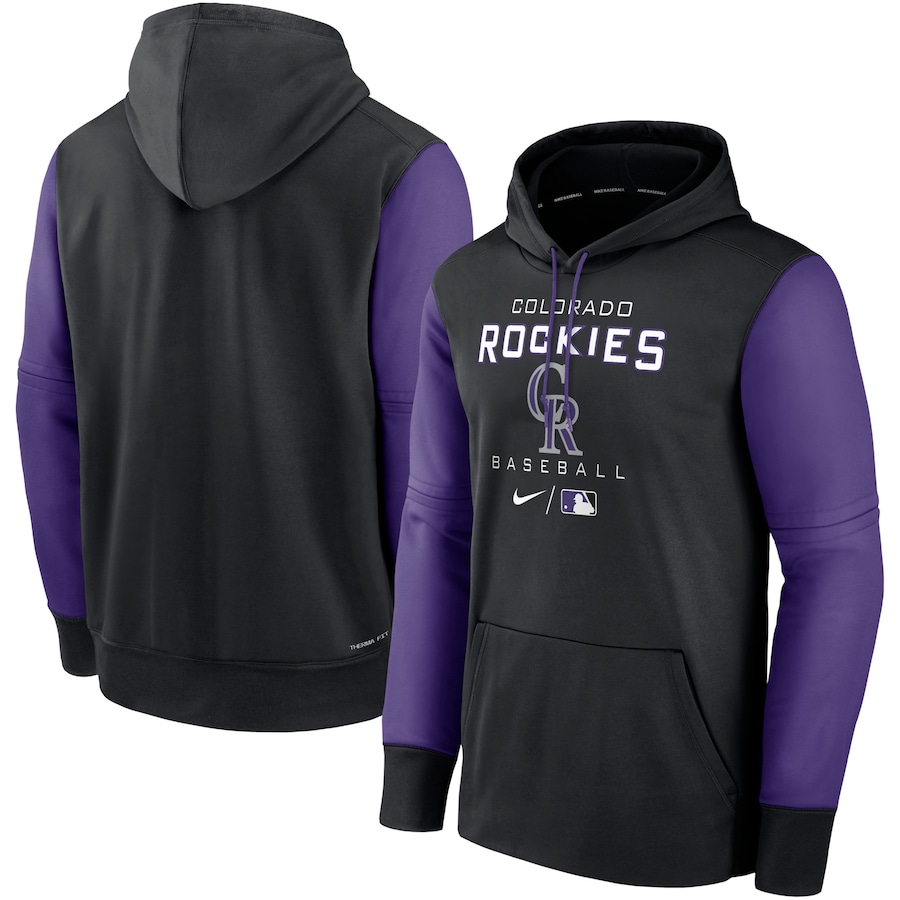 Men's Colorado Rockies Nike Black/Purple Authentic Collection Performance Hoodie Men's Colorado Rockies Nike Black/Purple Authentic Collection Performance Hoodie