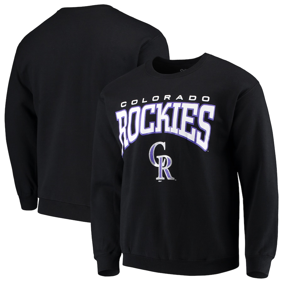 Men's Colorado Rockies Stitches Black Pullover Crew Neck Sweatshirt Men's Colorado Rockies Stitches Black Pullover Crew Neck Sweatshirt