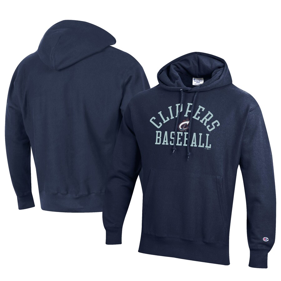Men's Columbus Clippers Champion Navy Baseball Reverse Weave Pullover Hoodie Men's Columbus Clippers Champion Navy Baseball Reverse Weave Pullover Hoodie