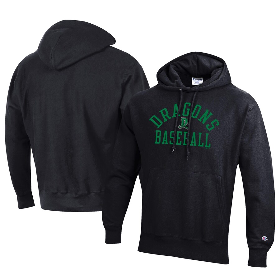 Men's Dayton Dragons Champion Black Baseball Reverse Weave Pullover Hoodie Men's Dayton Dragons Champion Black Baseball Reverse Weave Pullover Hoodie