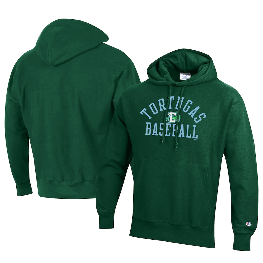 Men's Daytona Tortugas Champion Green Baseball Reverse Weave Pullover Hoodie Men's Daytona Tortugas Champion Green Baseball Reverse Weave Pullover Hoodie