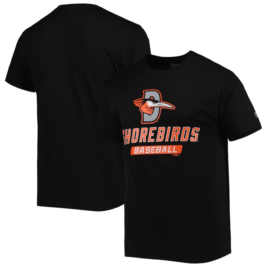 Men's Delmarva Shorebirds Champion Black Jersey T-Shirt Men's Delmarva Shorebirds Champion Black Jersey T-Shirt