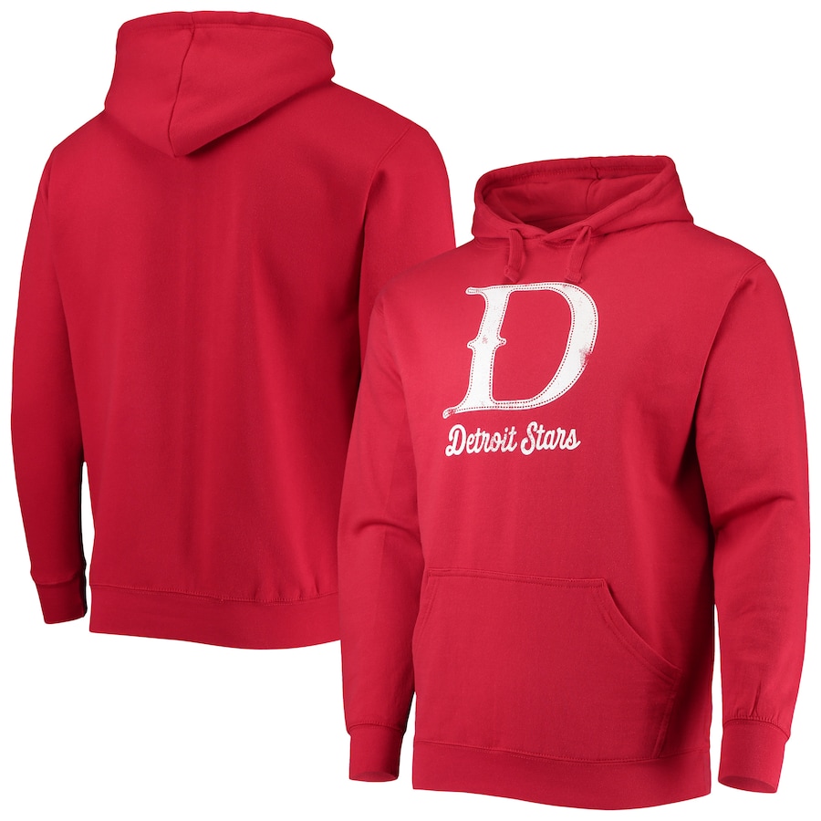 Men's Detroit Stars Stitches Red Negro League Logo Pullover Hoodie Men's Detroit Stars Stitches Red Negro League Logo Pullover Hoodie