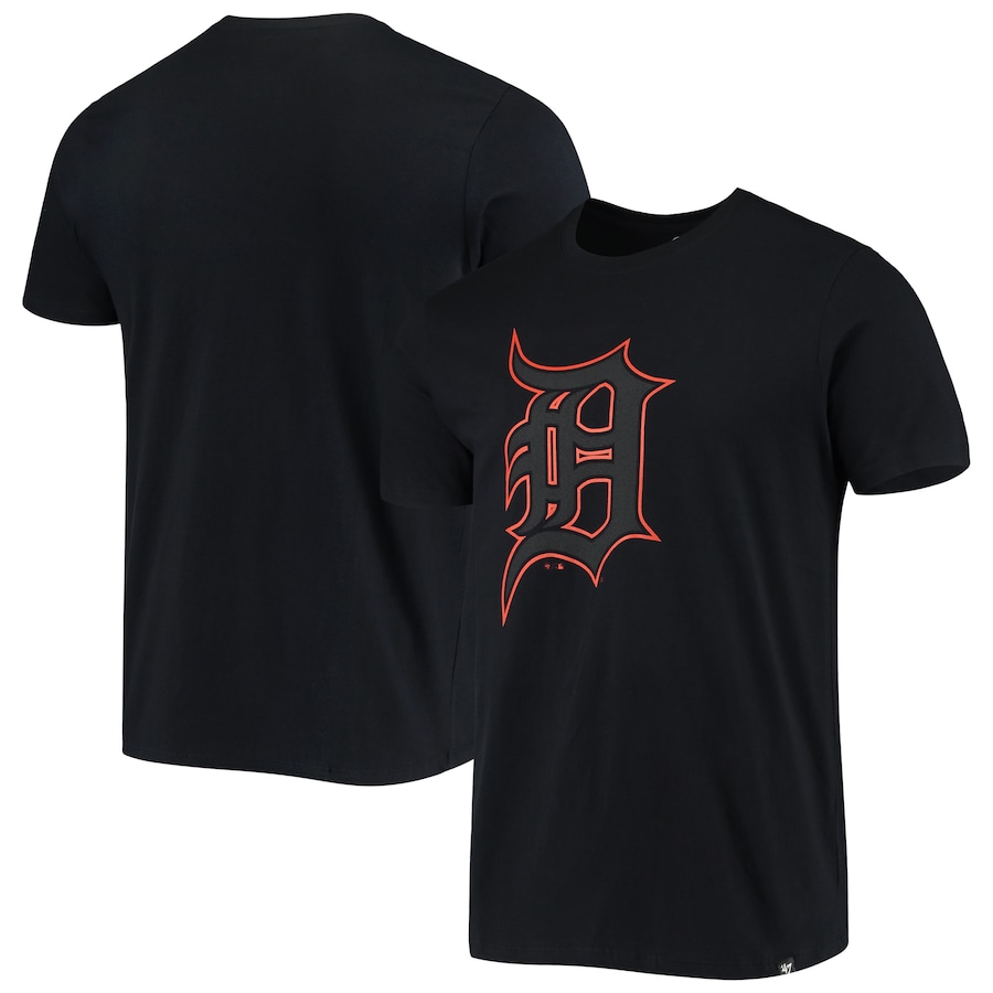 Men's Detroit Tigers '47 Black Pop Imprint Super Rival T-Shirt