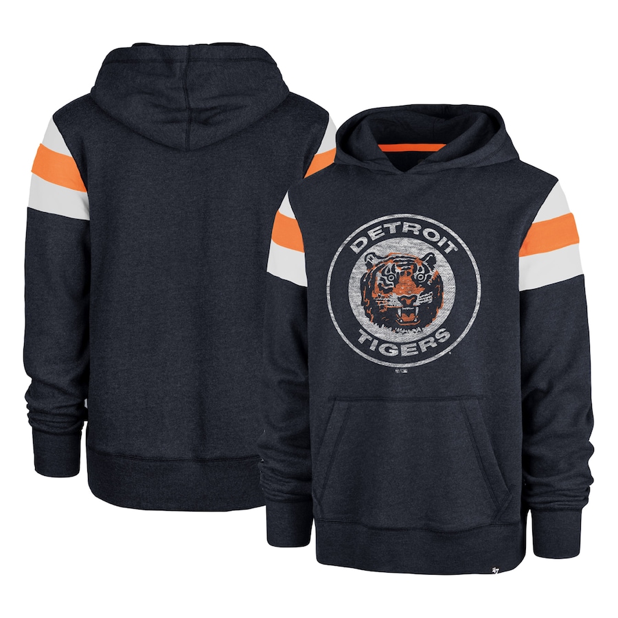 Men's Detroit Tigers '47 Heather Navy Premier Nico Pullover Hoodie
