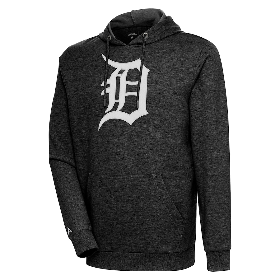 Men's Detroit Tigers Antigua Heather Black Action Pullover Hoodie