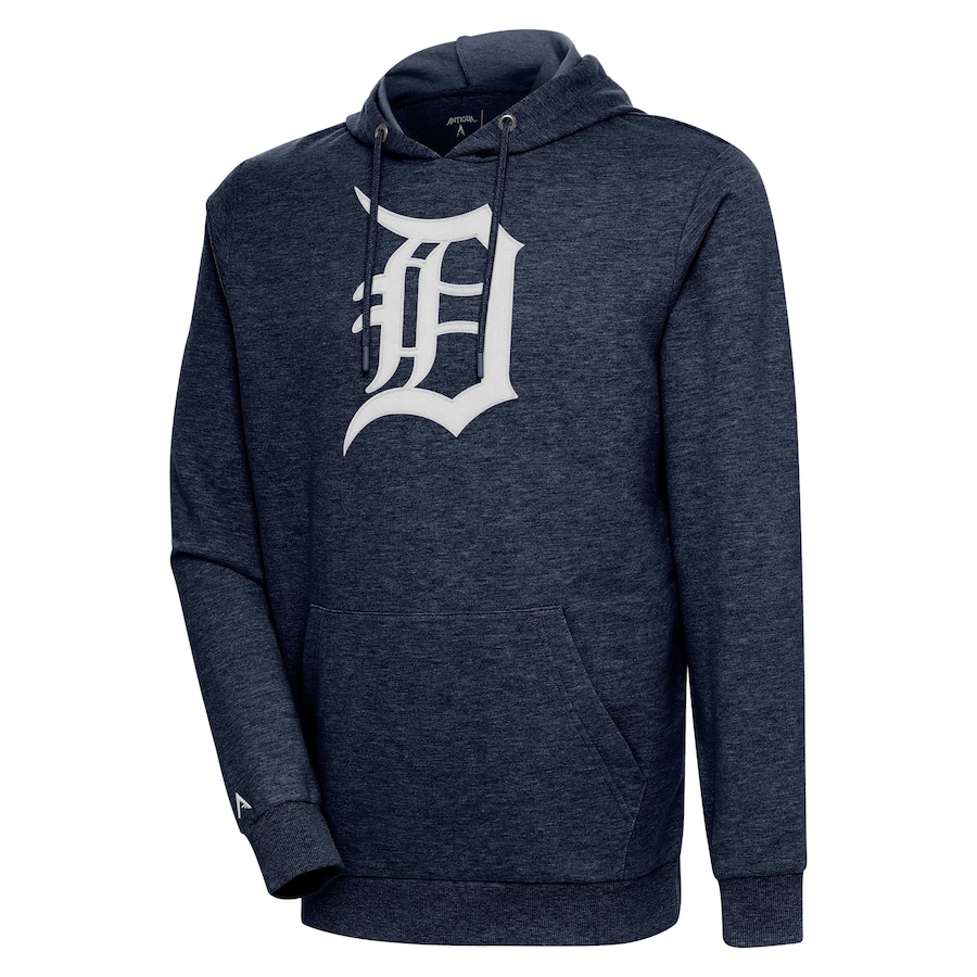 Men's Detroit Tigers Antigua Heather Navy Action Pullover Hoodie