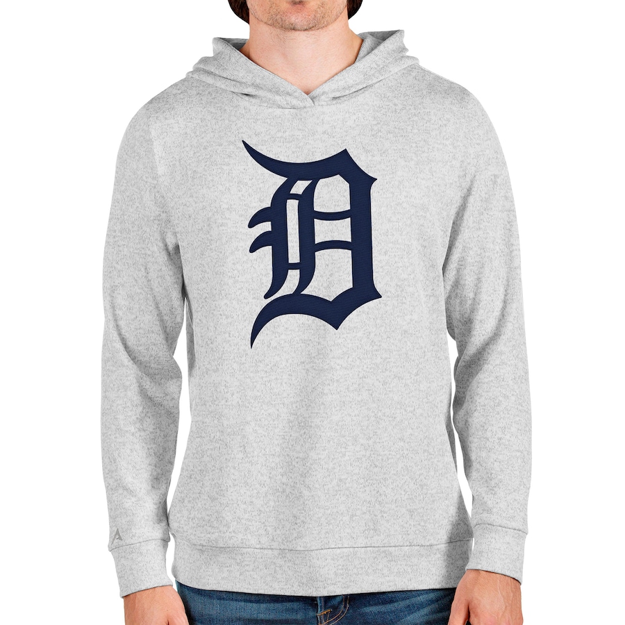 Men's Detroit Tigers Antigua Heathered Gray Team Logo Absolute Pullover Hoodie