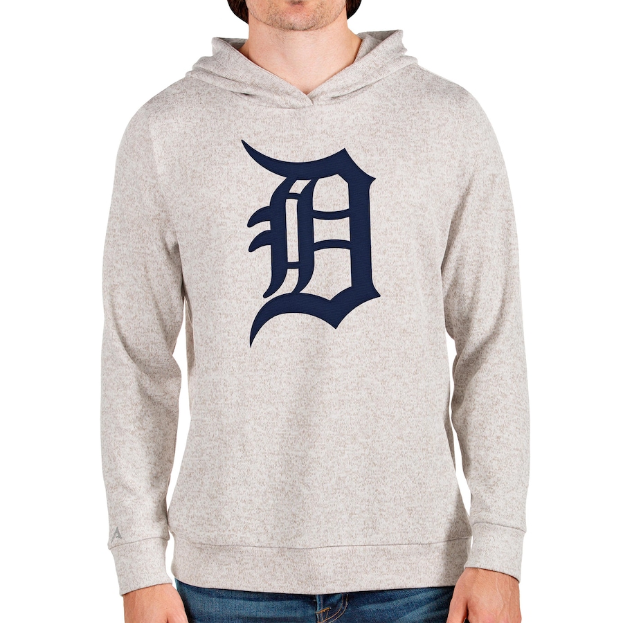 Men's Detroit Tigers Antigua Oatmeal Team Logo Absolute Pullover Hoodie