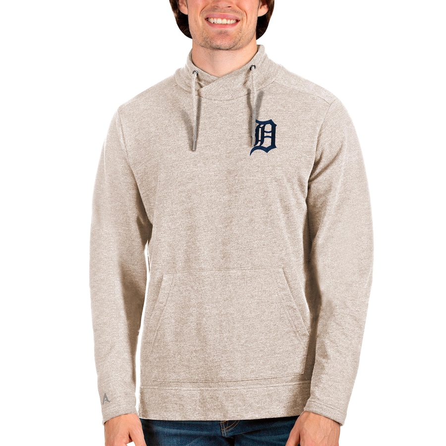 Men's Detroit Tigers Antigua Oatmeal Team Reward Pullover Sweatshirt