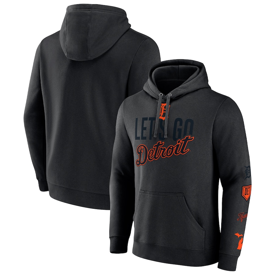 Men's Detroit Tigers Black Bases Loaded Pullover Hoodie Men's Detroit Tigers Black Bases Loaded Pullover Hoodie