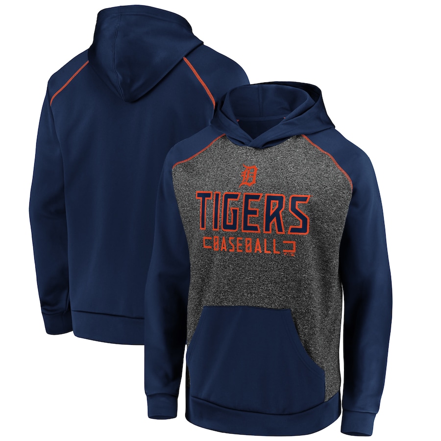 Men's Detroit Tigers Charcoal/Navy Game Day Ready Raglan Pullover Hoodie Men's Detroit Tigers Charcoal/Navy Game Day Ready Raglan Pullover Hoodie