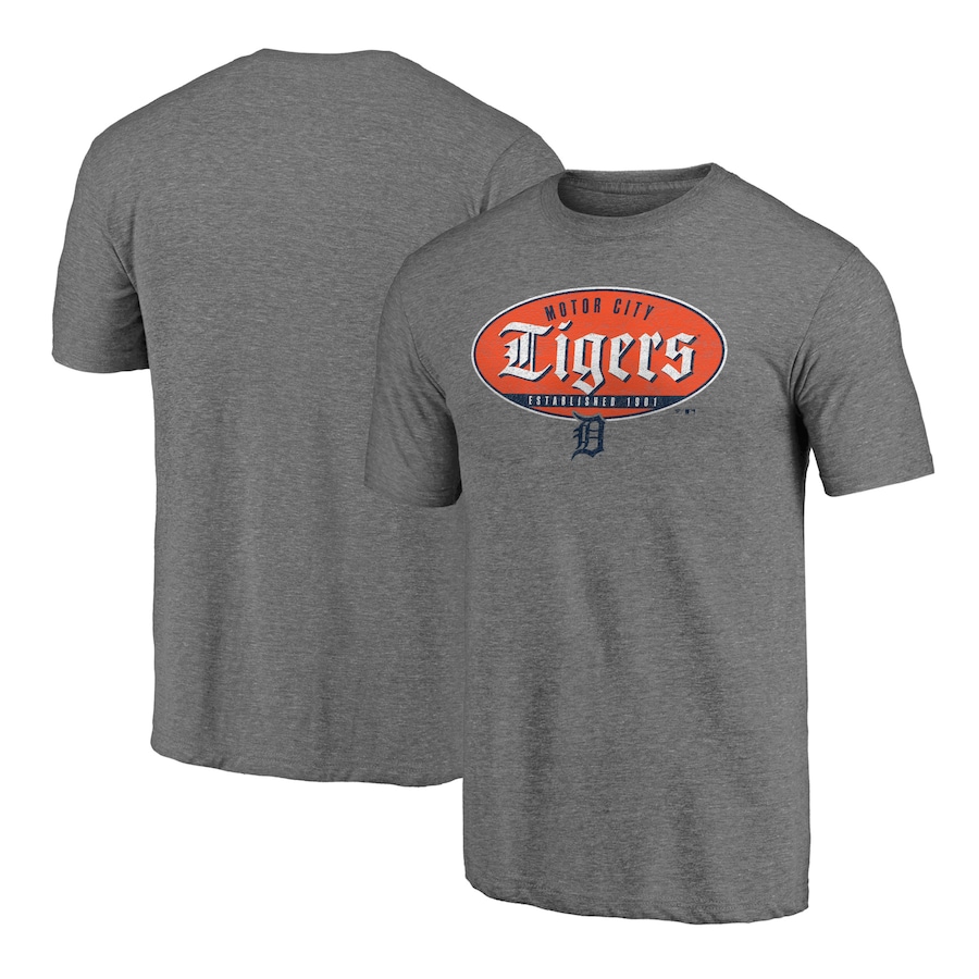 Men's Detroit Tigers Heathered Gray Hometown Collection Oil Can Tri-Blend T-Shirt