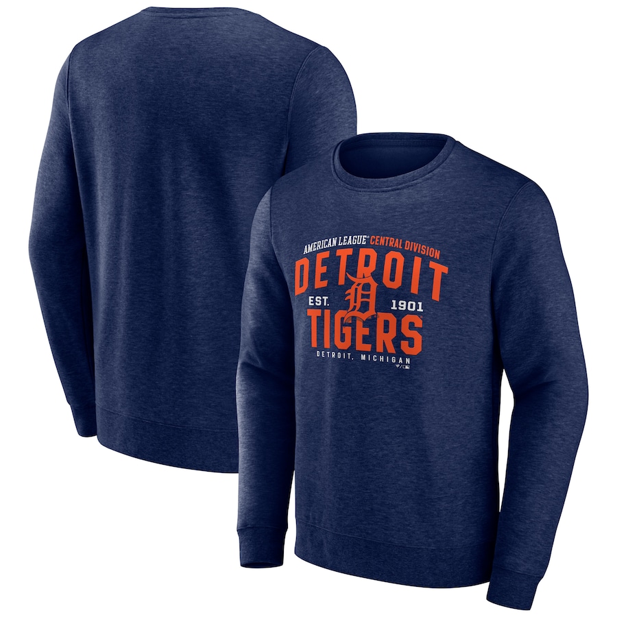 Men's Detroit Tigers Heathered Navy Classic Move Pullover Sweatshirt Men's Detroit Tigers Heathered Navy Classic Move Pullover Sweatshirt