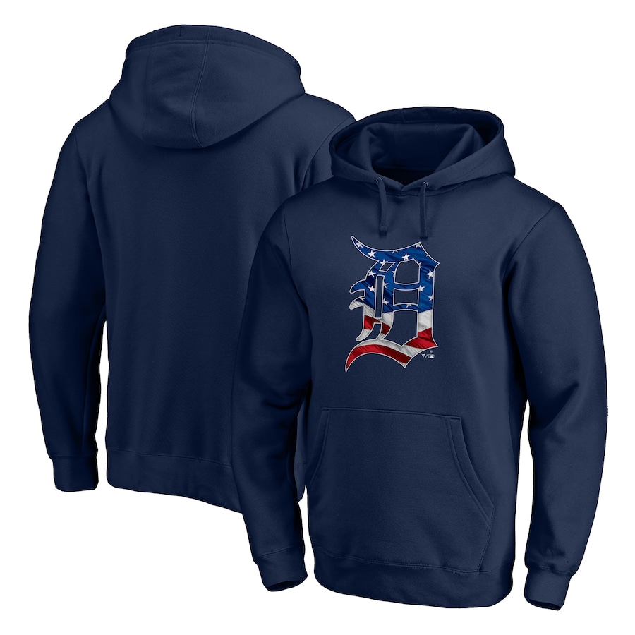 Men's Detroit Tigers Navy Banner Wave Pullover Hoodie Men's Detroit Tigers Navy Banner Wave Pullover Hoodie