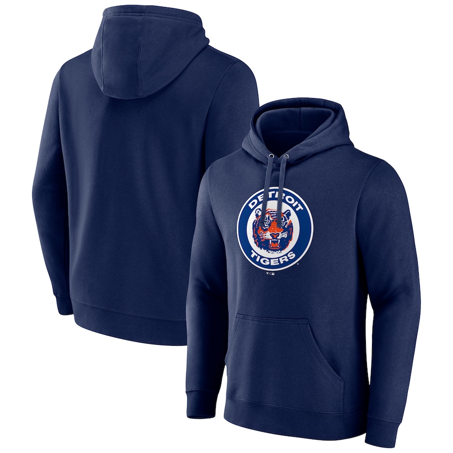 Men's Detroit Tigers Navy Cooperstown Collection Pullover Hoodie Men's Detroit Tigers Navy Cooperstown Collection Pullover Hoodie