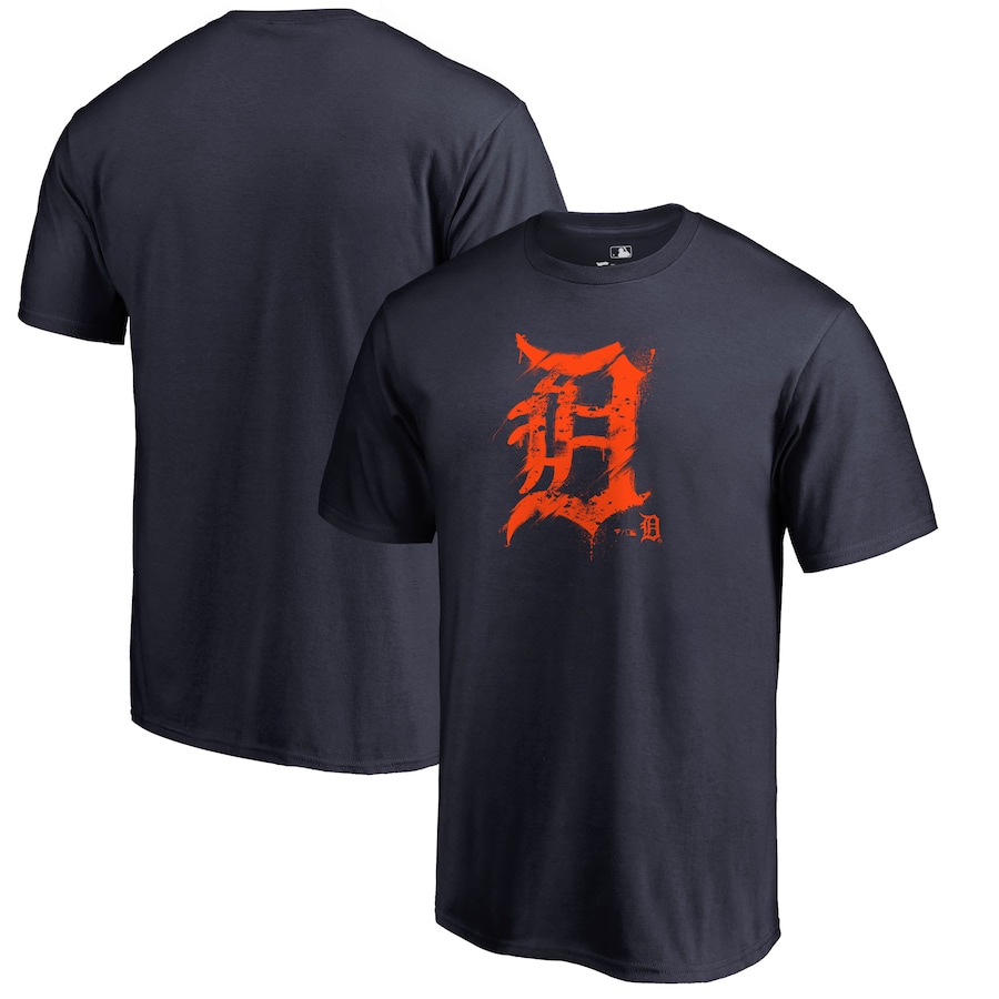 Men's Detroit Tigers Navy Splatter Logo T-Shirt Men's Detroit Tigers Navy Splatter Logo T-Shirt