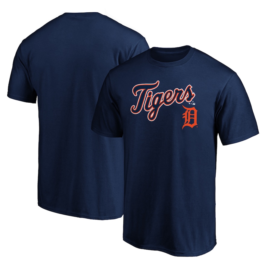Men's Detroit Tigers Navy Team Lock Up Wordmark T-Shirt Men's Detroit Tigers Navy Team Lock Up Wordmark T-Shirt