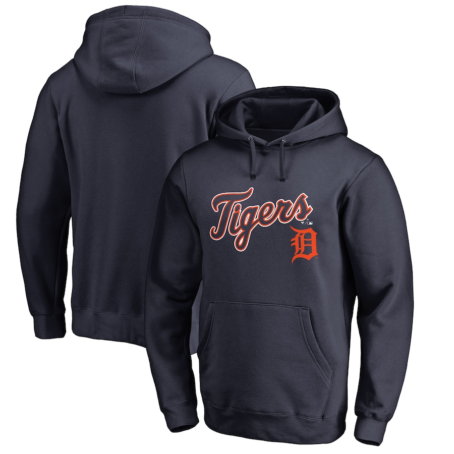 Men's Detroit Tigers Navy Team Lockup Fitted Pullover Hoodie Men's Detroit Tigers Navy Team Lockup Fitted Pullover Hoodie