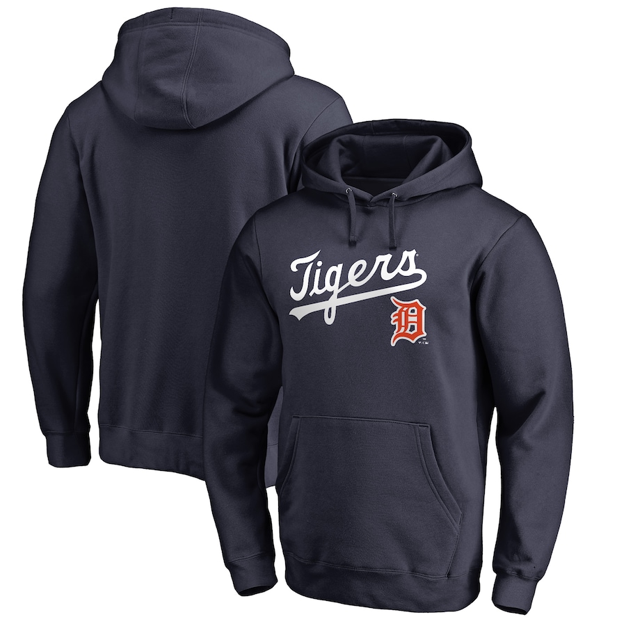 Men's Detroit Tigers Navy Vintage Cooperstown Collection Wahconah Fitted Pullover Hoodie Men's Detroit Tigers Navy Vintage Cooperstown Collection Wahconah Fitted Pullover Hoodie